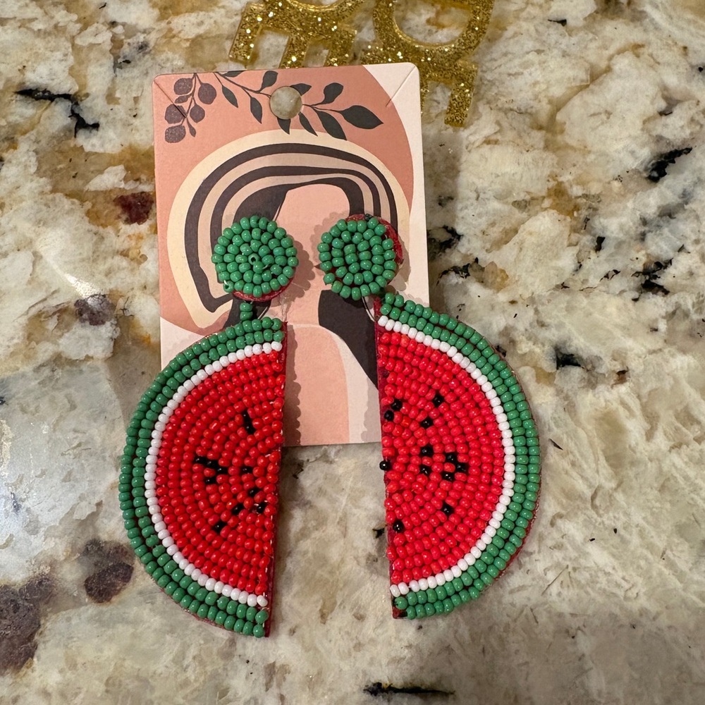 Watermelon Beaded Earrings